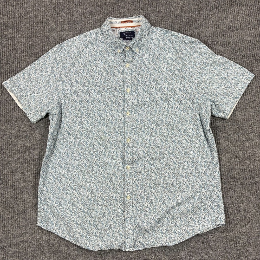 Cactus Man Ricky Singh Men's Button Up Shirt Size XL Slim Fit Blue Floral Casual